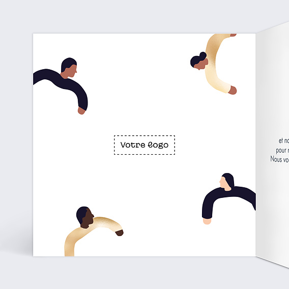 Carte de vœux entreprise Ronde Humaine Intérieur Gauche