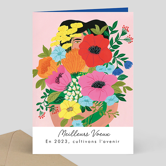 Carte de Voeux Entreprise Secours populaire x Virginie Cognet - Bouquet 