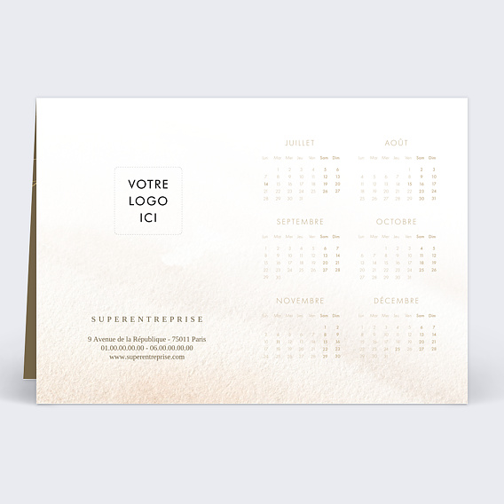 Carte de vœux entreprise Calendrier Sobres Scintillements Verso
