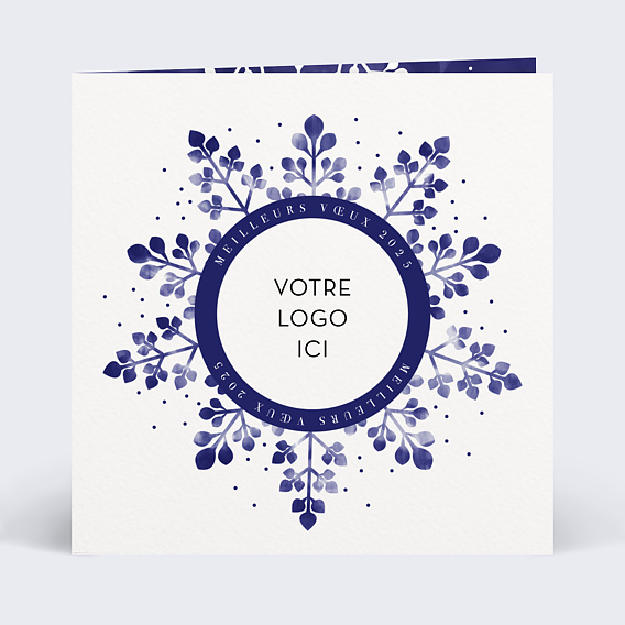 Carte de vœux entreprise Flocon aquarelle Recto