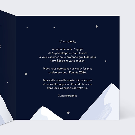 Carte de vœux entreprise Concept Montagne Intérieur Droit