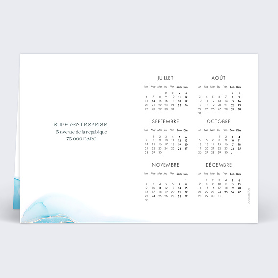 Carte de vœux entreprise Océan Calendrier Verso