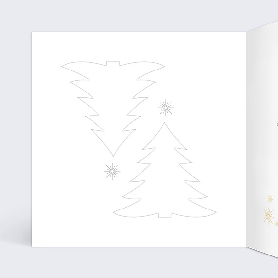 Carte de vœux entreprise Découpe Montage Sapins Intérieur Gauche