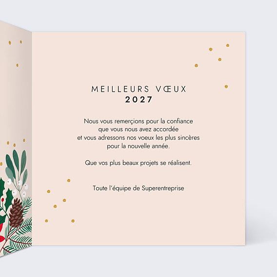 Carte de Voeux Entreprise Végétaux Noël