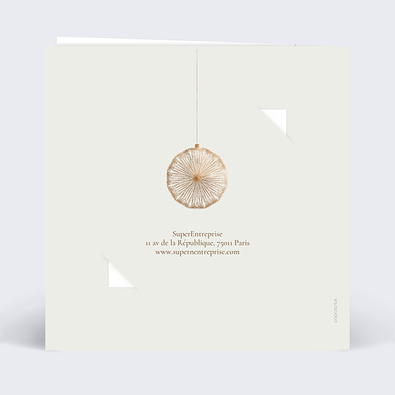 Carte de vœux entreprise Boules de noël logo avec chocolat Verso