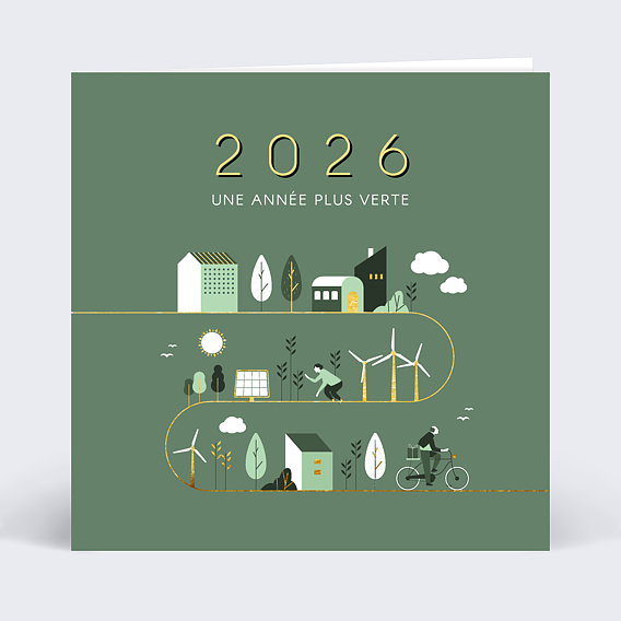 Carte de vœux entreprise Année plus Verte avec graines Recto