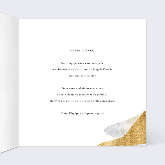 Carte de vœux entreprise Pinceau Texturé Intérieur Droit