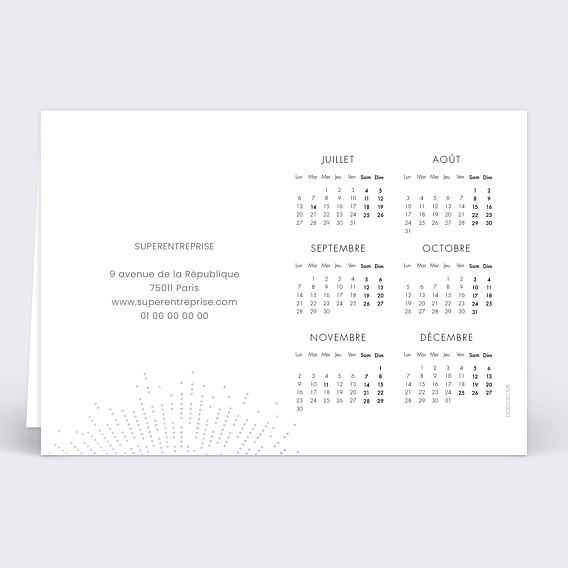 Carte de vœux entreprise Explosion Logo Calendrier Verso