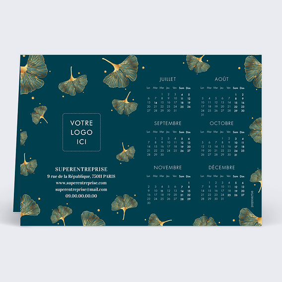 Carte de vœux entreprise Calendrier Ginkgo Verso