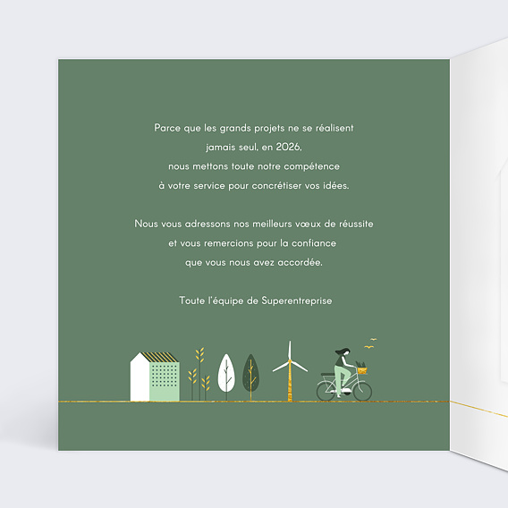 Carte de vœux entreprise Année plus Verte avec graines Intérieur Gauche