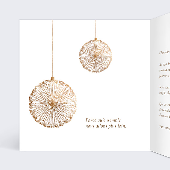 Carte de vœux entreprise Boules de noël logo Intérieur Gauche