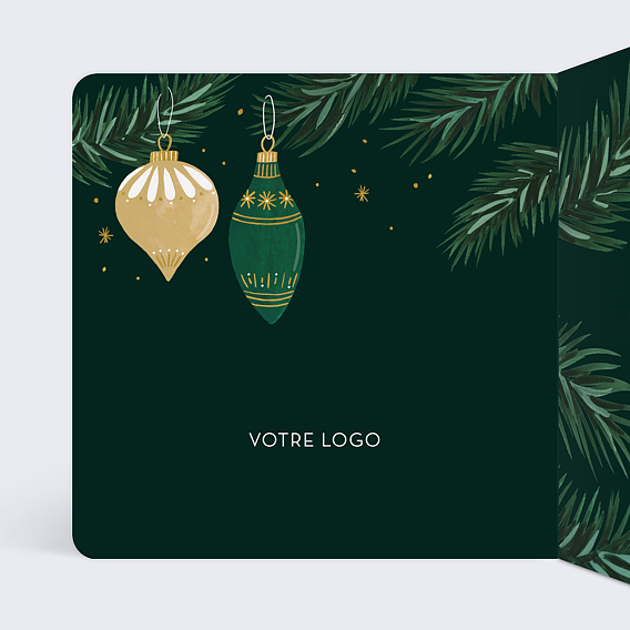 Carte de vœux entreprise Boules de Noël Ornements Intérieur Gauche