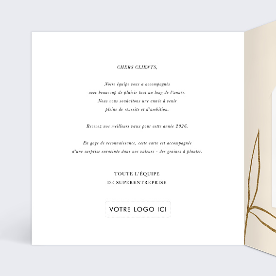 Carte de vœux entreprise Chiffres fleuris Intérieur Gauche