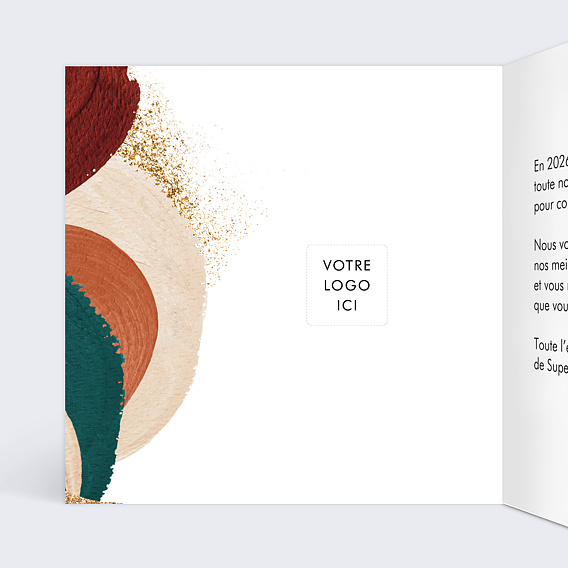 Carte de vœux entreprise Coup de pinceau terracotta Intérieur Gauche