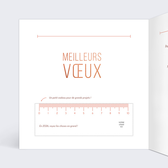 Carte de vœux entreprise Découpe Mesures Intérieur Gauche