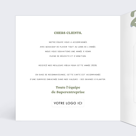 Carte de vœux entreprise Texte Planète Intérieur Gauche