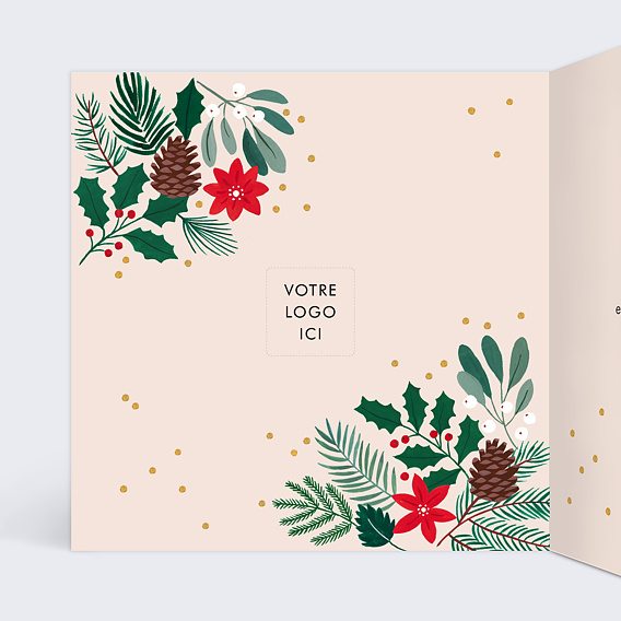 Carte de vœux entreprise Végétaux Noël Intérieur Gauche