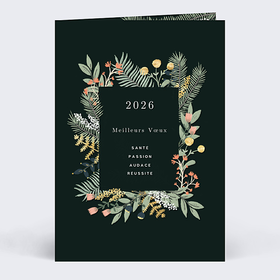 Carte de Voeux Entreprise Cadre Floral Élégant