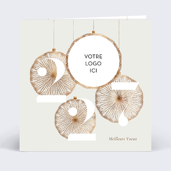 Carte de Voeux Entreprise Boules de noël logo avec chocolat