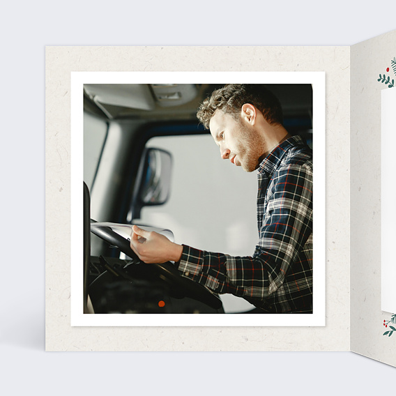 Carte de vœux entreprise Cadre Photo Transporteur Intérieur Gauche