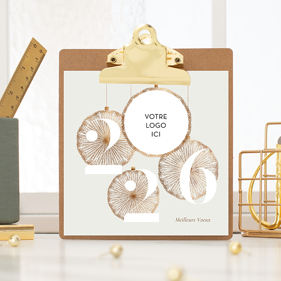 Carte de vœux entreprise Boules de noël logo Après 4