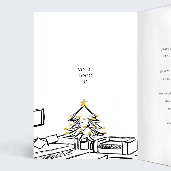 Carte de vœux entreprise Croquis Sapin Intérieur Gauche