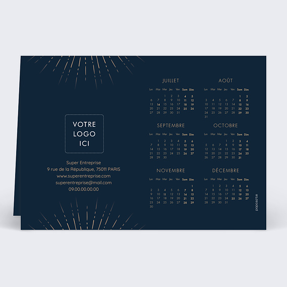 Carte de Voeux Entreprise Calendrier Feux Artifices