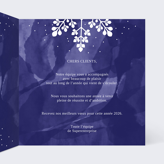 Carte de vœux entreprise Flocon aquarelle Intérieur Droit