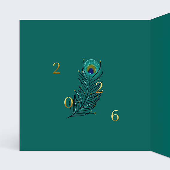 Carte de vœux entreprise Plumes de Paon Intérieur Gauche