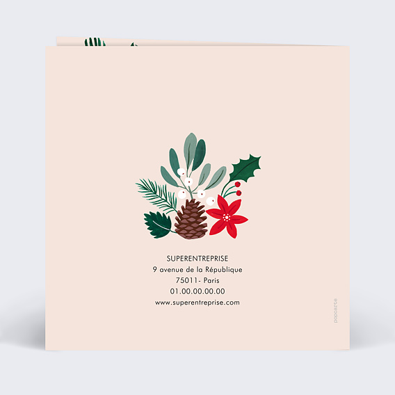 Carte de vœux entreprise Végétaux Noël Verso