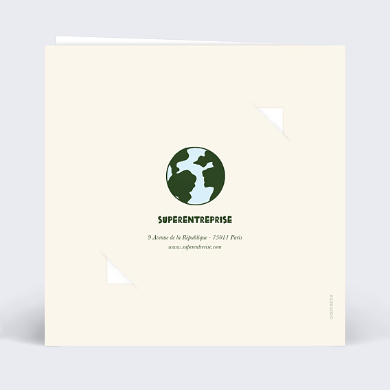 Carte de vœux entreprise Ecologie humaine avec graines Verso