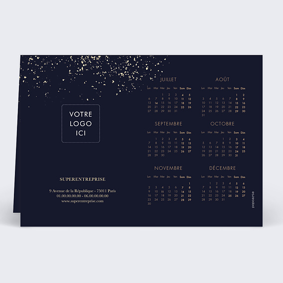 Carte de vœux entreprise Calendrier Bulles Fraîches Verso