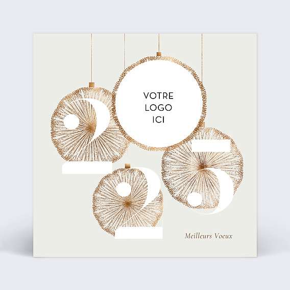 Carte de vœux entreprise Boules de noël logo