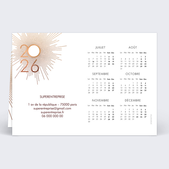Carte de vœux entreprise Logo Calendrier Verso