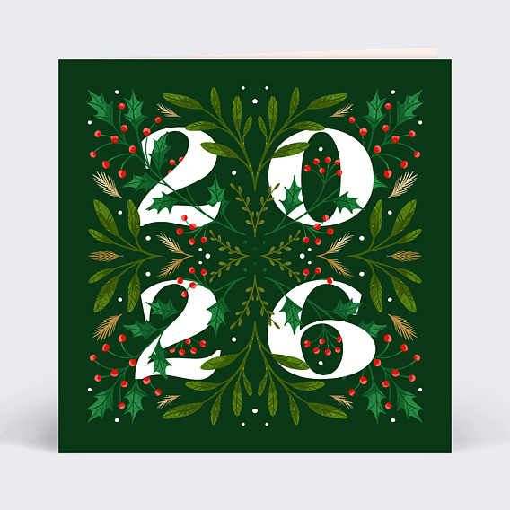 Carte de Voeux Entreprise Année fleurie