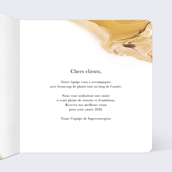 Carte de vœux entreprise Encre Dorée Intérieur Droit