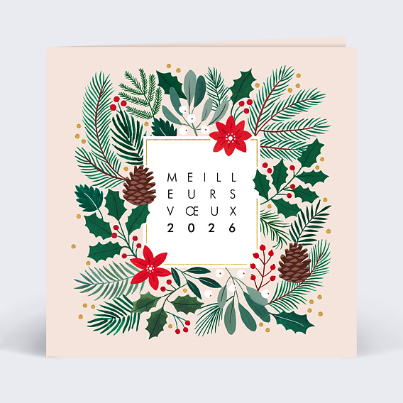 Carte de vœux entreprise Végétaux Noël Recto