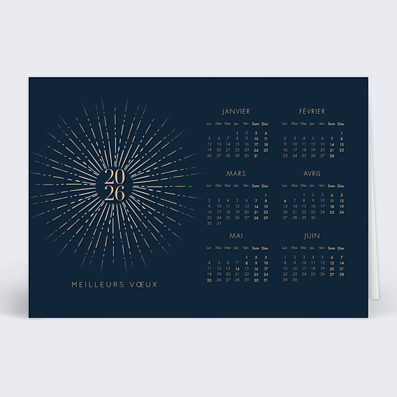 Carte de Voeux Entreprise Calendrier Feux Artifices