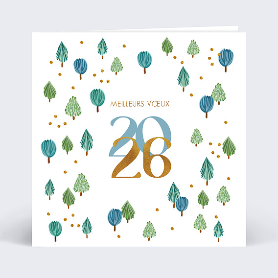 Carte de vœux entreprise Forêt de Sapins Recto