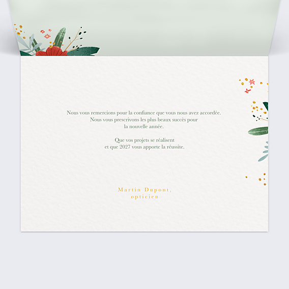 Carte de Voeux Entreprise Lunettes en Fleur