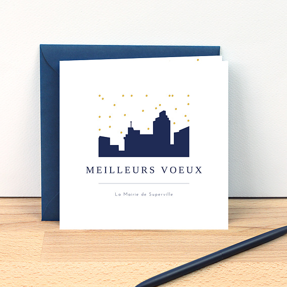 Carte de vœux entreprise Skyline Ville Après 1