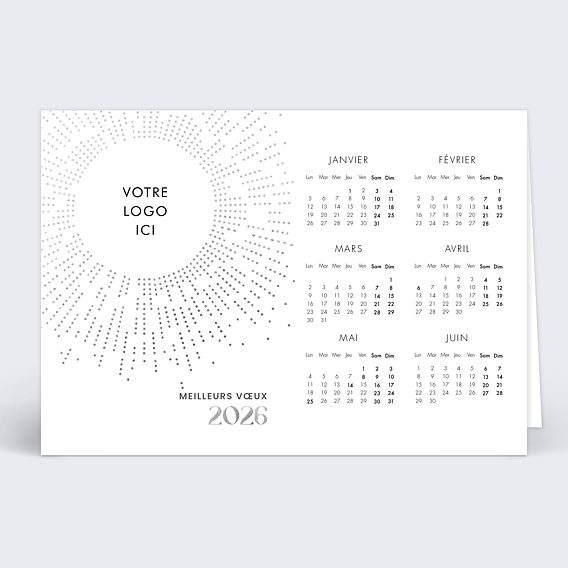 Carte de vœux entreprise Explosion Logo Calendrier Recto
