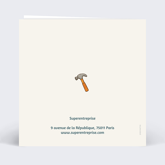 Carte de vœux entreprise Équipe du bâtiment Verso