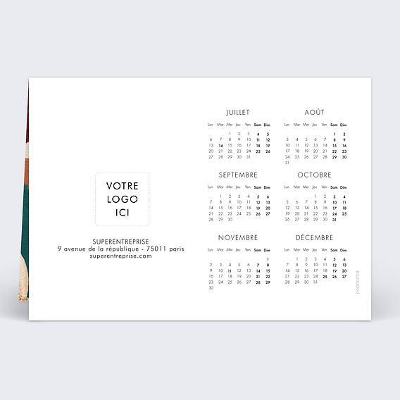 Carte de vœux entreprise Calendrier pinceau terracotta Verso