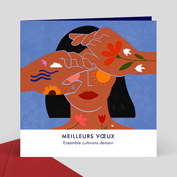 Carte de Voeux Entreprise Secours populaire x Lisa Masse - Ensemble Cultivons