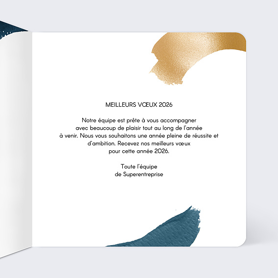 Carte de vœux entreprise Coup de Pinceau Bleu Intérieur Droit