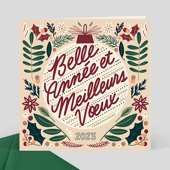 Carte de Voeux Entreprise Secours populaire x Amy Jones - Boule Noël