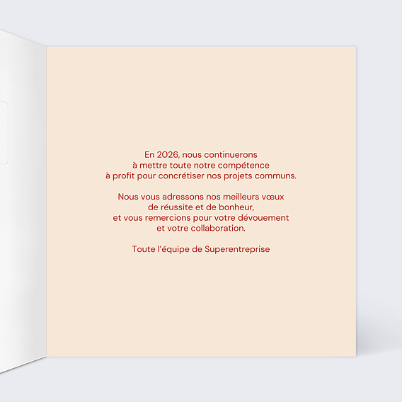 Carte de vœux entreprise Porter votre message Intérieur Droit