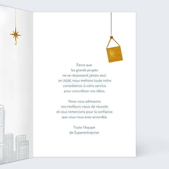 Carte de vœux entreprise Joyeux Travaux Intérieur Droit