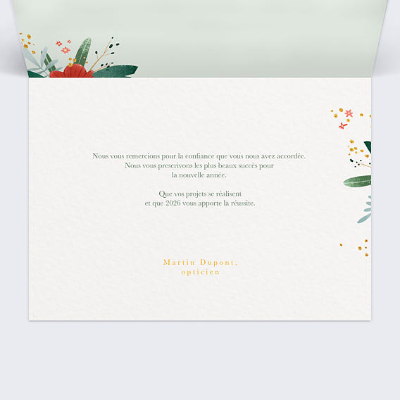 Carte de vœux entreprise Lunettes en Fleur Intérieur Droit